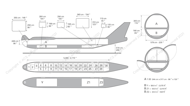 Boeing B747-400F Aircraft Layout